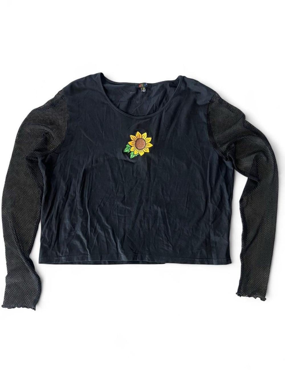 dELiA*s sunflower mesh long sleeve top